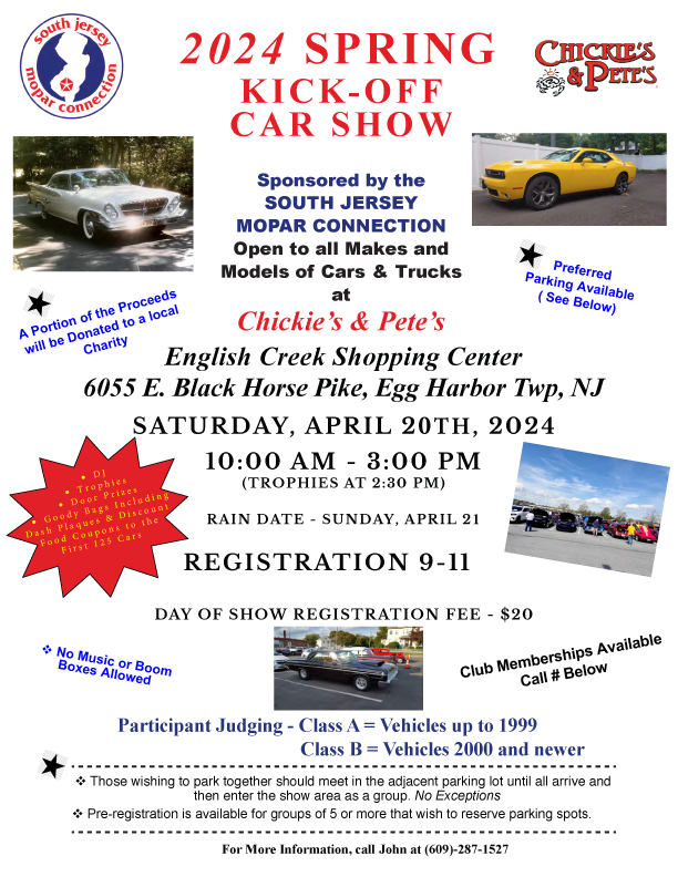 south jersey mopar connection spring kick-off flyer