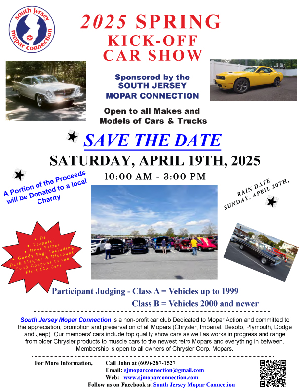 south jersey mopar connection spring kick-off flyer